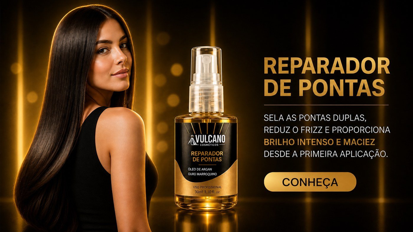 Reparador de Pontas Vulcano — sela as pontas duplas, reduz o frizz e proporciona brilho intenso e maciez desde a primeira aplicação